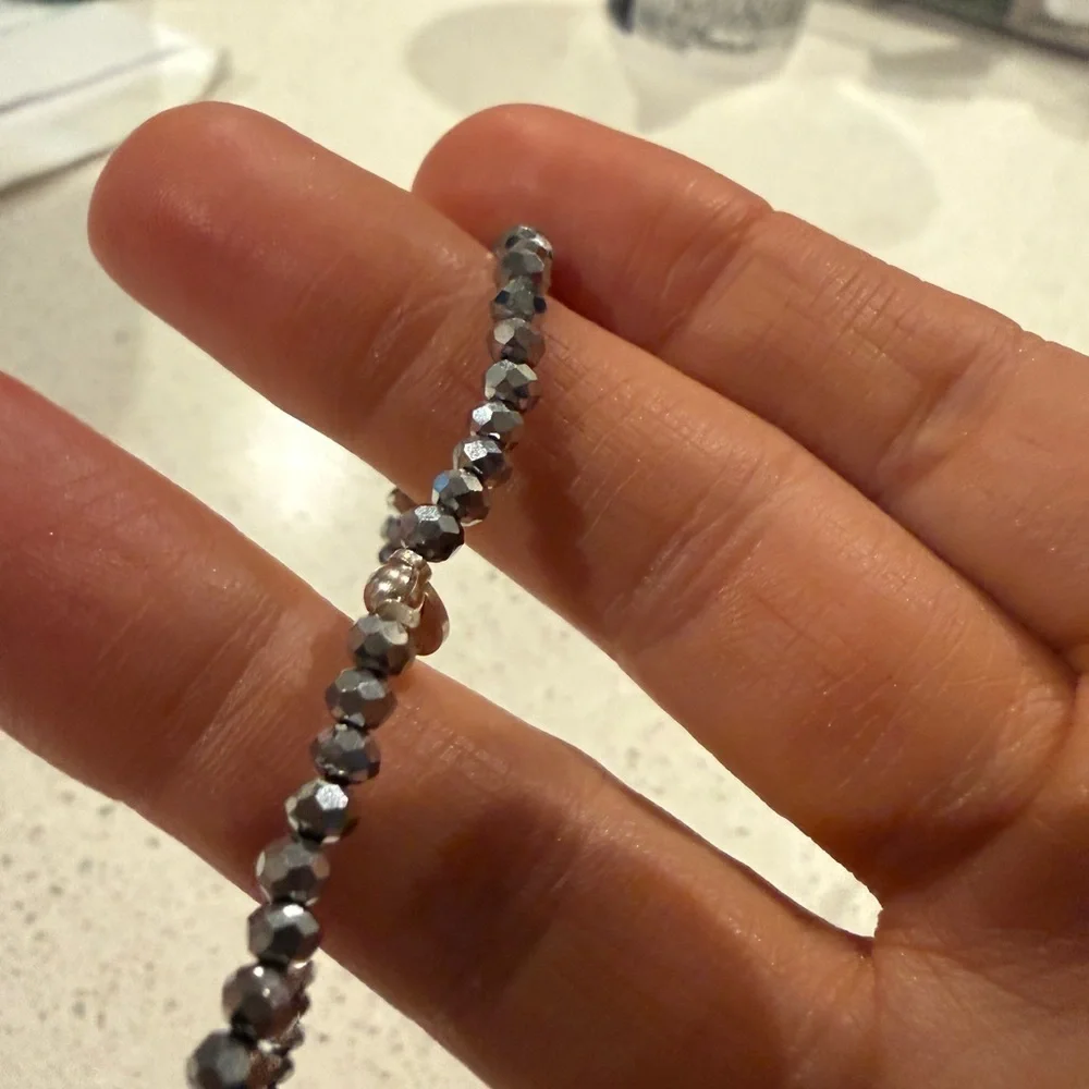 Sparkling Silver Faceted Bead Ankle Bracelet